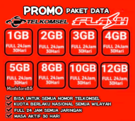 Paket Kuota Telkomsel Flash Semua Zona /Simpati As Loop Full 24 Jam